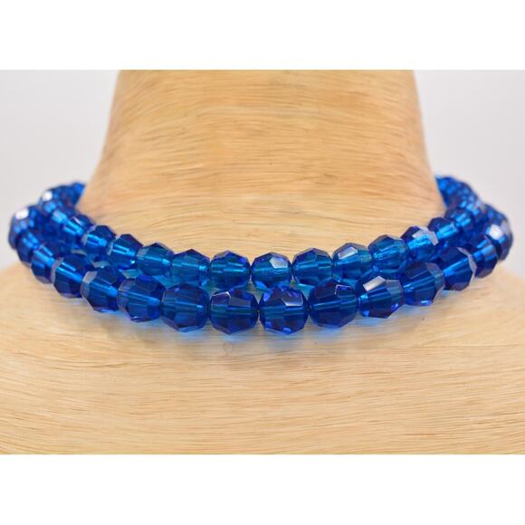 Jonne Schrager Vintage Crystal Necklace Royal Blue Heavy Chunky Signed 90s Bin7B - Picture 1 of 12